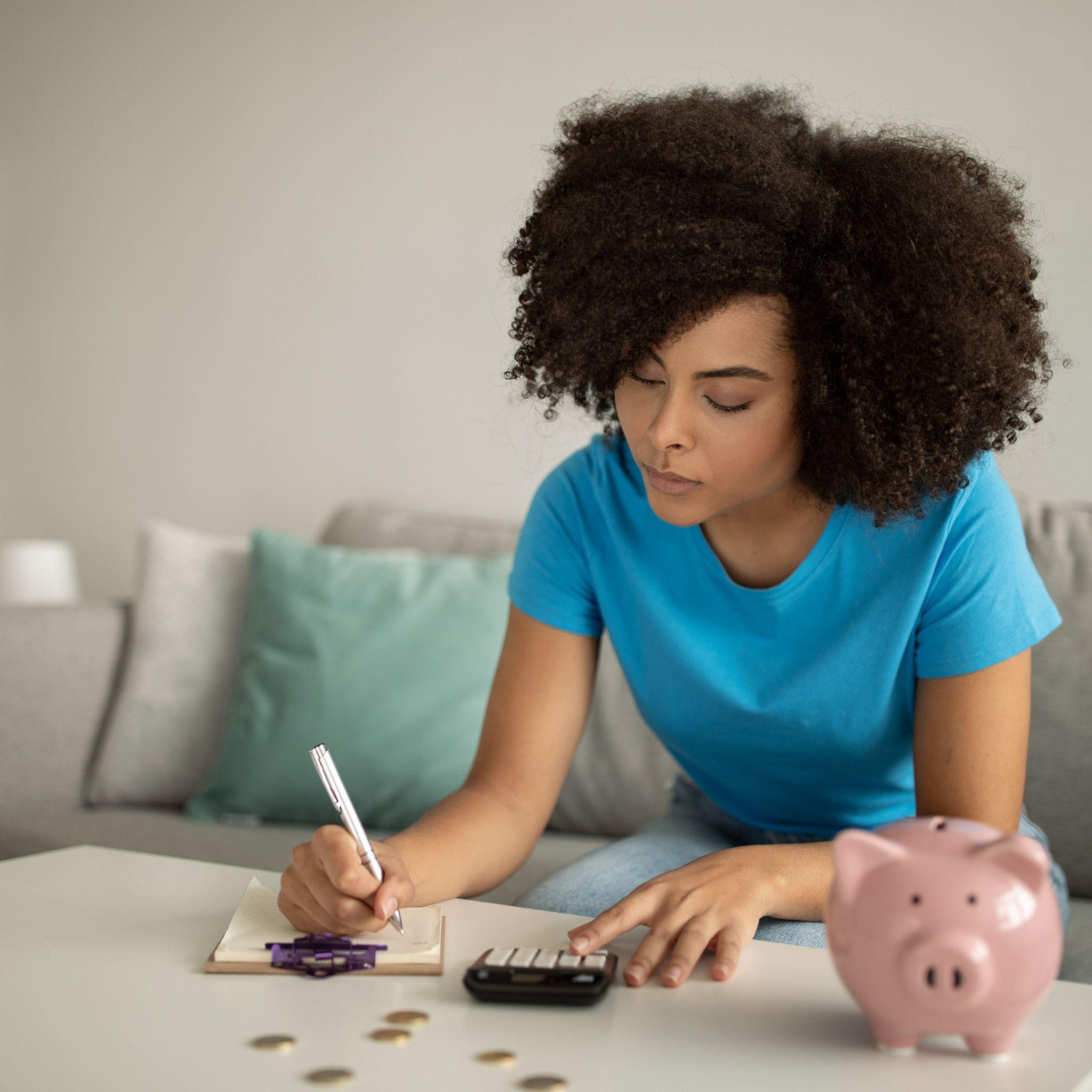 A lady assessing her current financial situation and setting better financial goals