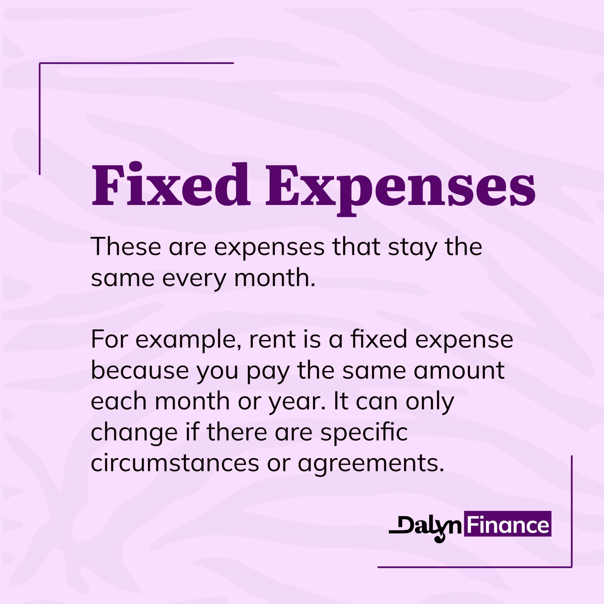 Infographic explaining what fixed expenses is all about