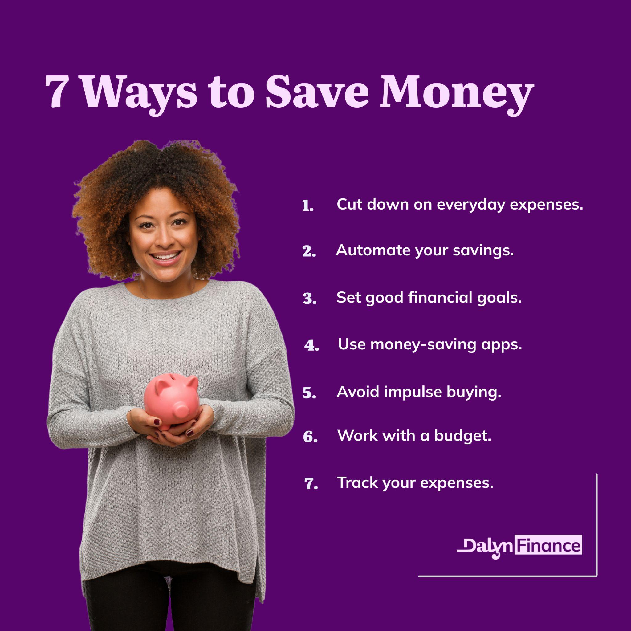 Infographic showing 7 ways to save money in Nigeria